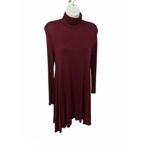 Solo La Fe Burgundy Long Sleeve Turtleneck Swing Dress Size S